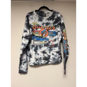 Buc-ees Racing Tie Dye Crewneck Sweatshirt Blue Car Beaver Logo Size Medium‎